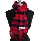 Men Women 100  Cashmere Scarf Plaid Red navy Blue Made In England Soft Warm  v09