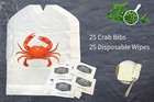 Disposable Crab Bibs For Adults With Wet Wipe Moist Towelettes  50 Pc  Set   