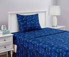 Kids Soft Microfiber Sheet Set  Navy Blue Stars  Twin  3 Pieces  Easy Care
