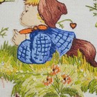 Vtg Hummel Boy With Bird Finished Cross Stitch Needlepoint Crewel Framed 1970s