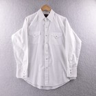 Plains Western Wear Mens L White Pearl Snap Long Sleeve Cowboy Shirt Rodeo