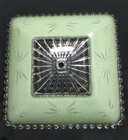 Vintage Light Green Glass Ceiling Light Shade Hobnail Trim Starburst Square 11 