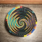 Zulu African Handmade Multicolored Telephone Wire Basket Handwoven 4 5   