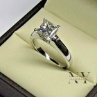 Moissanite Solitaire Engagement Ring 1 50 Ct Princess Cut Solid 14k White Gold