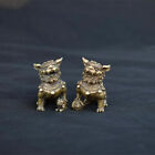 Hot Chinese Antique Brass Pair Of Lion Pendants Copper Desktop Accessories