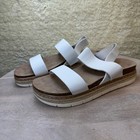 Madden Girl Lenna Womens Size 8 Sandals White Cushioned Strappy Slingback Shoes