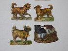 Antique Victorian Die Cut Embossed Scrap Paper Dogs And Cats Set Of 7