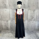 Rose-dirndl Aus Bayern Black Maxi Dirndl Dress Red Embroidered Apron Size 46 