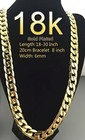 Heavy Men s 18k Gold Stamped Plated Miami Cuban Link Chain Necklace 20inches