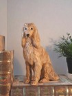 Vtg   70 s Mcm Ceramic Afghan Hound dog Sitting Figure  Statue 10 5   h  Pristine