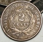 1866 Two Cent Piece 2c Ungraded Civil War Era Us Copper Coin Cc28631