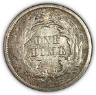 1875-s Below Bow Seated Liberty Silver Dime Almost Uncirculated Au Coin  19385
