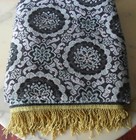 Vintage Table Piano Throw Tapestry Blanket  Pale Green   Pink Floral  52  X 67 