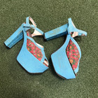 Vintage 60 s 70 s Disco Floral Platform Shoes Sandals Retro For Restoration