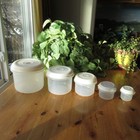 Lot Of 5 Rubbermaid Servin  Saver  9 8 7 6 0 Storage Containers Round Almond Lid