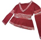 1970s Space Dye Boho Hand Knit Bell Sleeve Sweater Peek-a-boo Tummy 36 Inch Bust