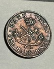    1854 Bank Of Upper Canada Half Penny Token- Redbrown W toning  Xf au