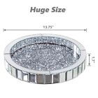 Mirored Silver Crushed Diamond Tray 13 8  Perfume Tray For Dresser Vanity Tray