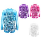Girl Shiny Sequin Leotard Dress Tassel Jazz Latin Ballet Dance Dancewear Costume
