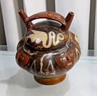 Antique Pre Columbian Nasca Peruvian Double-spout   Bridge Ceramic Vessel