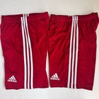 Adidas Kids Boy Bright Red Shorts With White Stripes