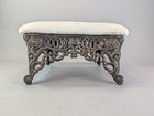 Cast Iron Victorian Footstool Vintage Gold Gilt Cream Fabric