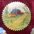  4  Vintage Hand Painted Circular Home Decor   Magnet Saw Blade Signed By Artist