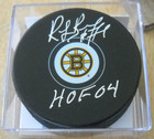 Ray Bourque Autograph Signed Puck Coa Boston Bruins Hof 2004 Jsa