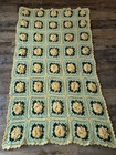 Vintage Granny Square 3d Rose Pattern Handmade Afghan 42    X  72    Throw Blanket