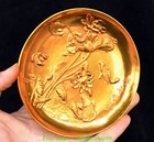 4 7  old Chinese Dynasty Bronze Gilt Palace Lotus Fish Animal Tray Dish Plate