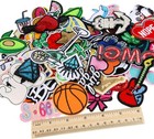 60pcs Random Assorted Styles Embroidered Iron On Patches  Diy Sew Applique Repai