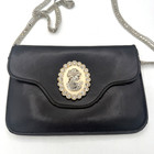 Vintage Black Cameo Handbag      Framed Cameo  rhinestone Chain Strap