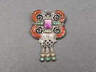 Matl Matilde Poulat Mexico Sterling Amethyst Turquoise Coral Brooch Pin  read 