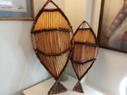 Fish Woven Wicker   Wood Basket Shaped Bread Home Decor Centerpiece Wall Mount