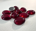 Am1246 Vintage Glass Cabochons 18x13mm Ruby Silver Foiled Flat Back  10 