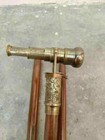 Vintage Brass Wooden Antique Brass Walking Stick Spyglass Steampunk Nautical Hub