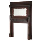 Antique Oak Mirrored Fireplace Mantle With Classical Carved Columns C1900