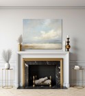 Vintage Landscape Blue Sky Soft Clouds Neutral Canvas Print Wall Hanging Art