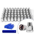 60pcs Lug Nut Covers 33mm Flat Top Thread-on Nut Covers For Semi Trucks Abs 