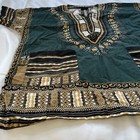 Raanpahmuang African Dashiki Shirt Dark Green Boho Hippie Large