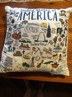 United States Of America Embroidered  Pillow Grey Whale Outfitters Decorative
