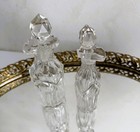 Vintage Heavy Cut Crystal Perfume Decanters Cruet Bottles With Stoppers Set Of 2