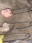 Vintage Lot Of 7 Diaper Pins Ducks Bears Cloth Diaper Safety Pins