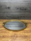 Vintage Gold Filigree Mirrored Vanity Tray     Large 18  Oval