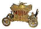 Vintage Sewing Tape Measure British Coronation Coach Figural Gilt Metal