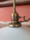 Antique Industrial Pendant Hubbell Lever Flat Milk Glass Shade Oc White Faries