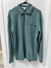 Autumn Cashmere Polo Sweater Mens Large Teal 100  Pure Cashmere Classic