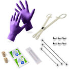 Industrial Piercing Kit 17pcs - 3 Barbell  Cork  Needles  Gloves  Forcep   Wipes