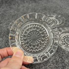 4 Vintage Clear Glass Drink Coasters   Ashtrays Hobnail Style Ruffled Rim 4 