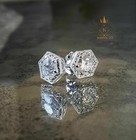 Moissanite Stud Earrings 2 Ct Brilliant Round Cut Solid 14k White Gold For Her